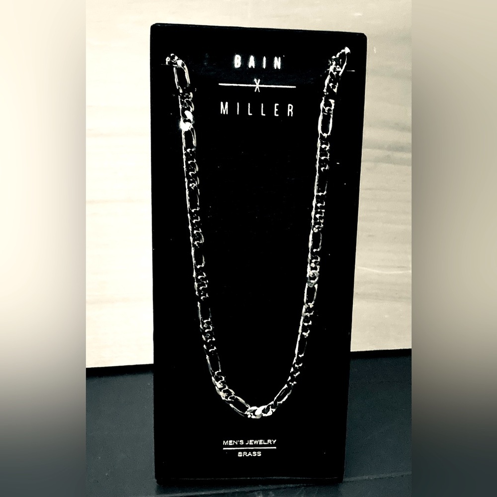 White Gold Plated Brass Figaro Necklace